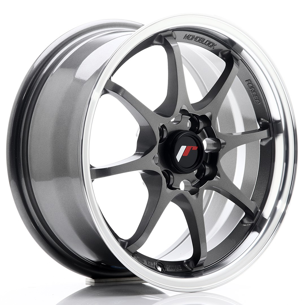 Jante JAPAN RACING JR5 7x15 pouces, entraxe 100, déport ET35, couleur GRIS BORD POLI