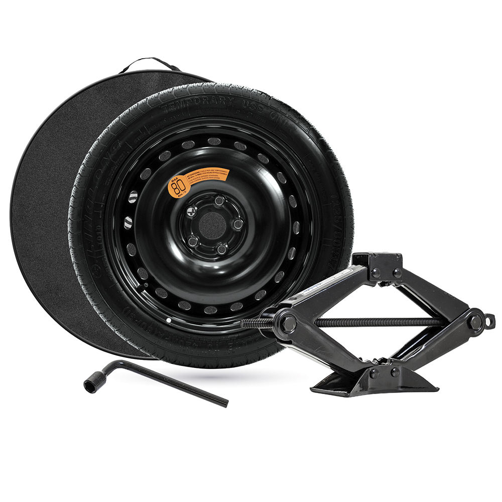 Jante EURASTEEL M5 4x16 pouces, entraxe 100, déport ET30, couleur Jante acier + Pneu 125/70 R16. Dedicated - Taille du kit (jante et pneu) 58x14cm.